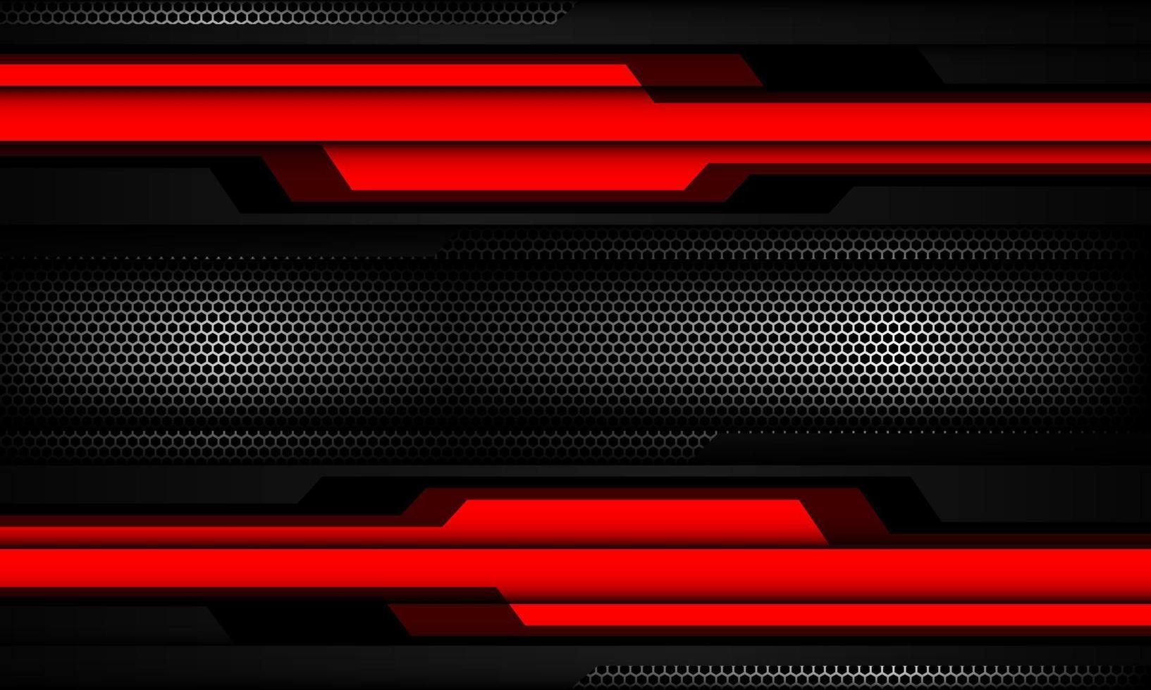 abstrait rouge argent cyber gris métallique géométrique or lumière sur noir hexagone maille design technologie moderne futuriste fond vecteur