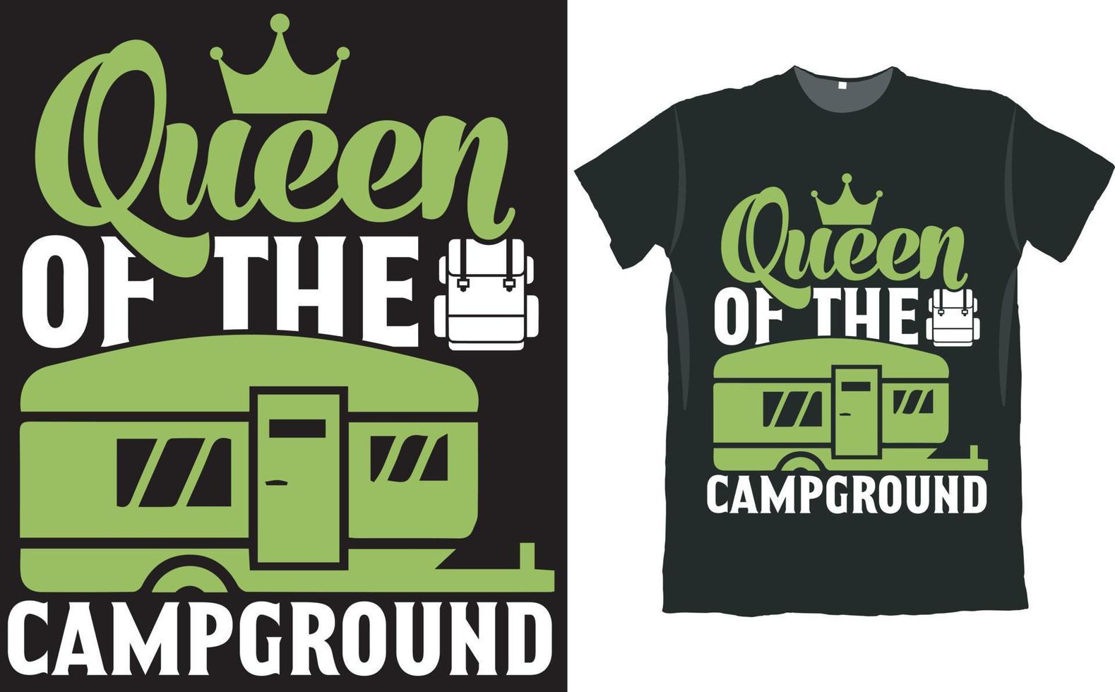 conception de t-shirt de camping-car reine du camping vecteur
