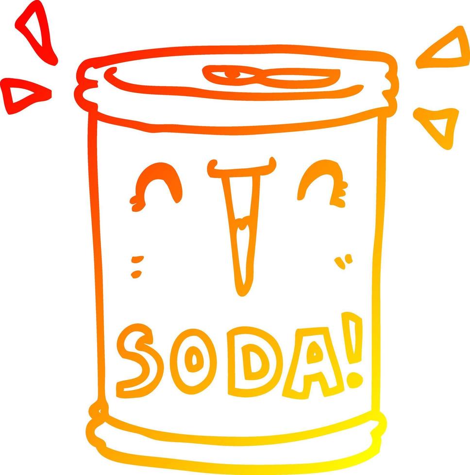 chaud gradient ligne dessin dessin animé canette de soda vecteur