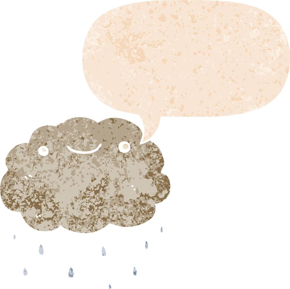 nuage de dessin animé et bulle de dialogue dans un style texturé rétro vecteur