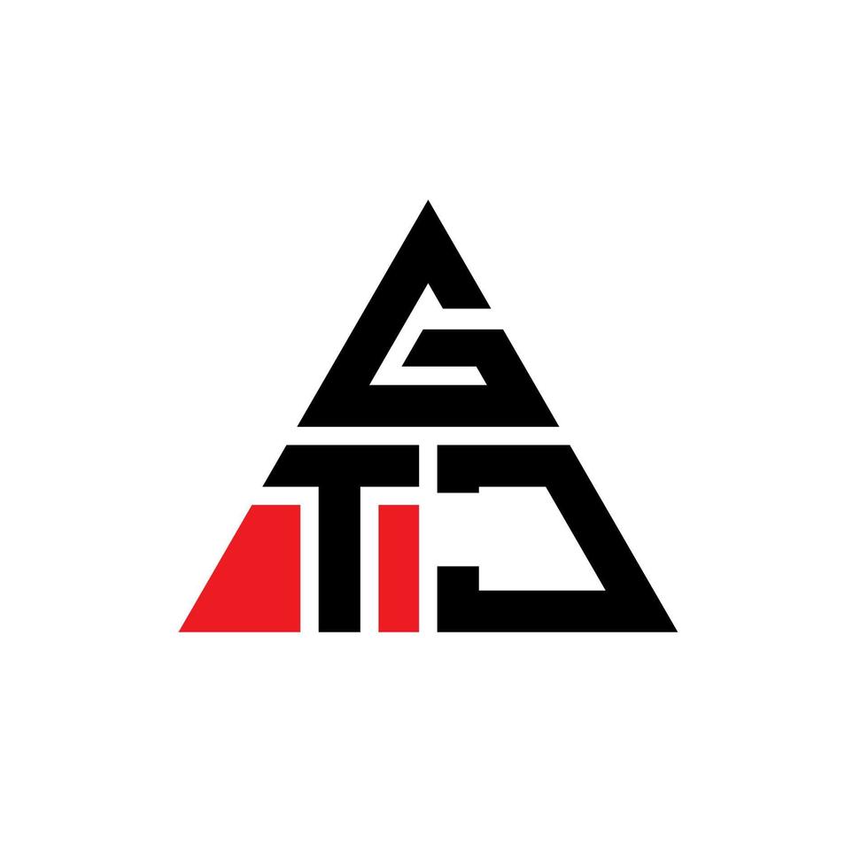 création de logo de lettre triangle gtj avec forme de triangle. monogramme de conception de logo triangle gtj. modèle de logo vectoriel triangle gtj avec couleur rouge. logo triangulaire gtj logo simple, élégant et luxueux.