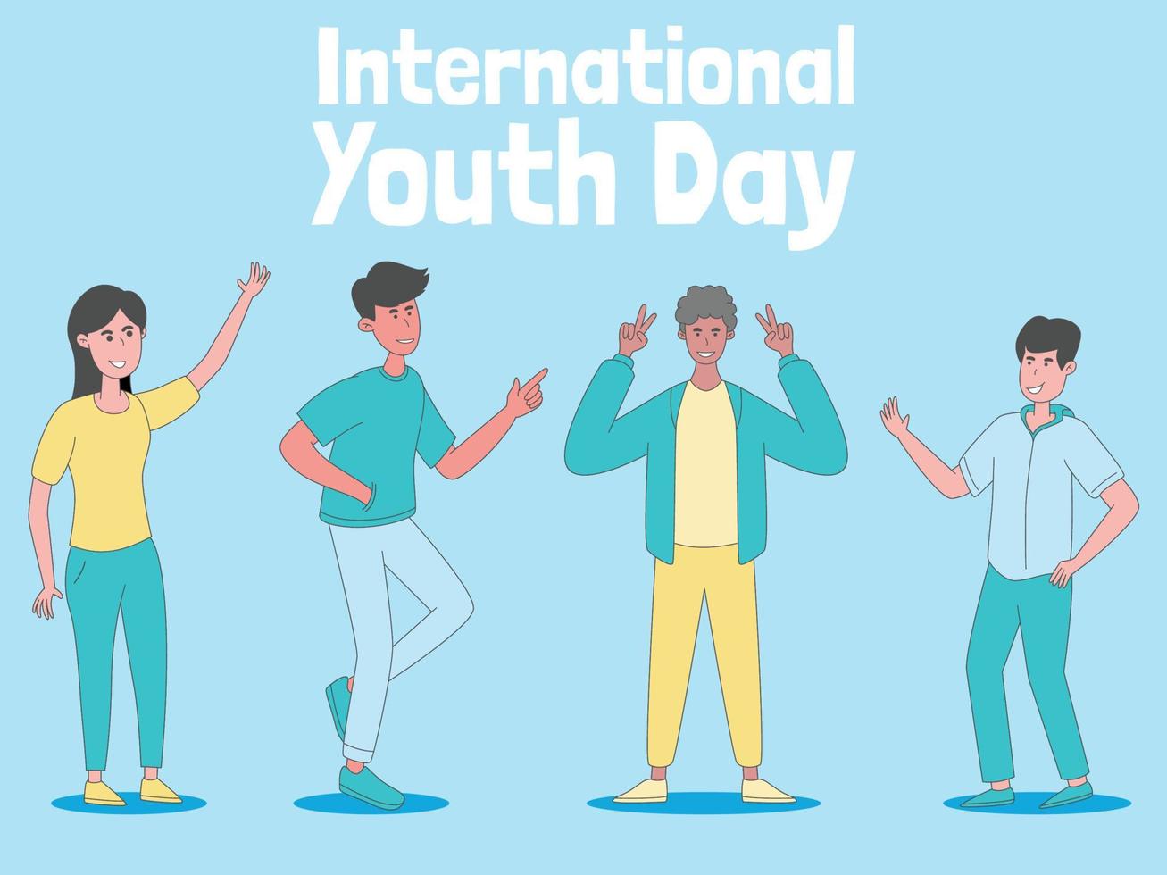 journée internationale de la jeunesse, bannière de fond illustration jeunesse heureuse vecteur