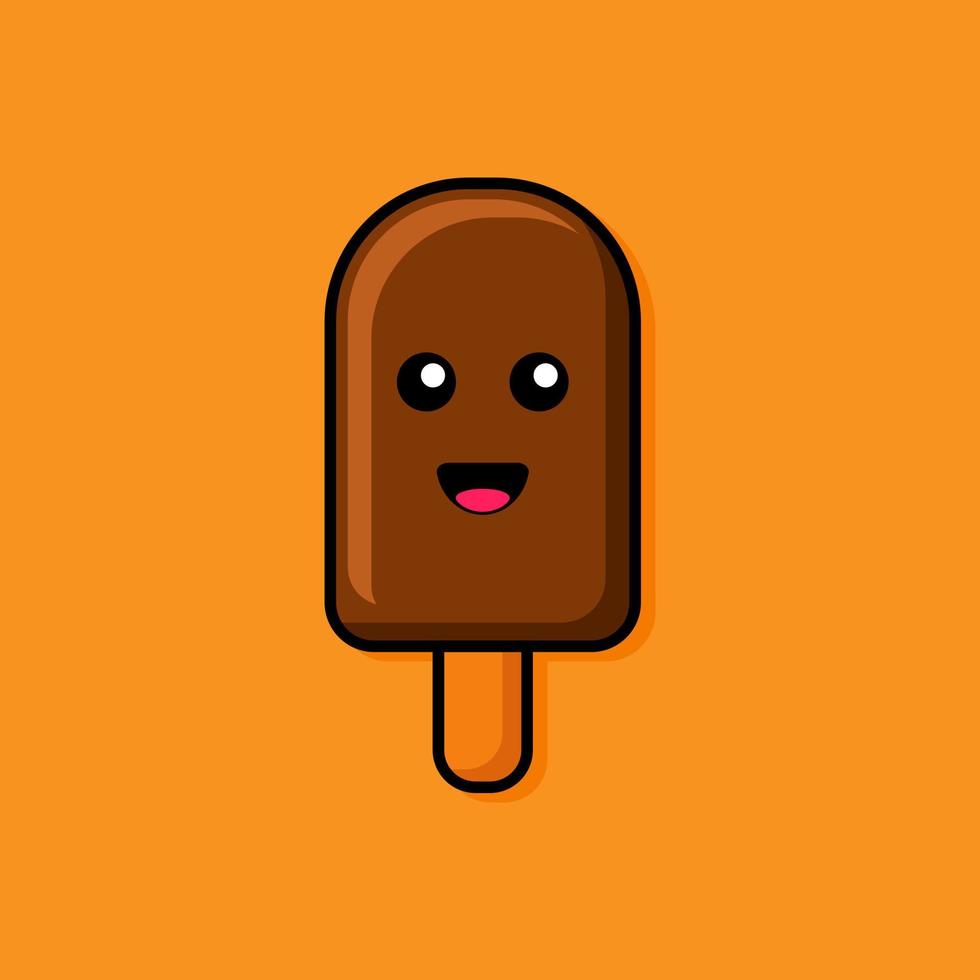 illustration graphique vectoriel de dessin animé de crème glacée au chocolat