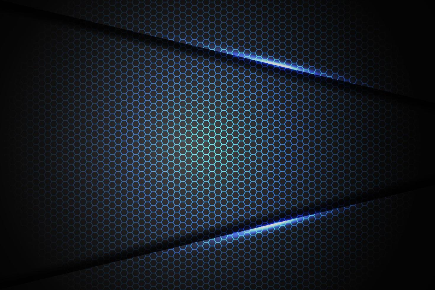 ligne de lumière de flèche bleue abstraite avec motif de maille hexagonale illustration vectorielle de fond futuriste moderne. vecteur