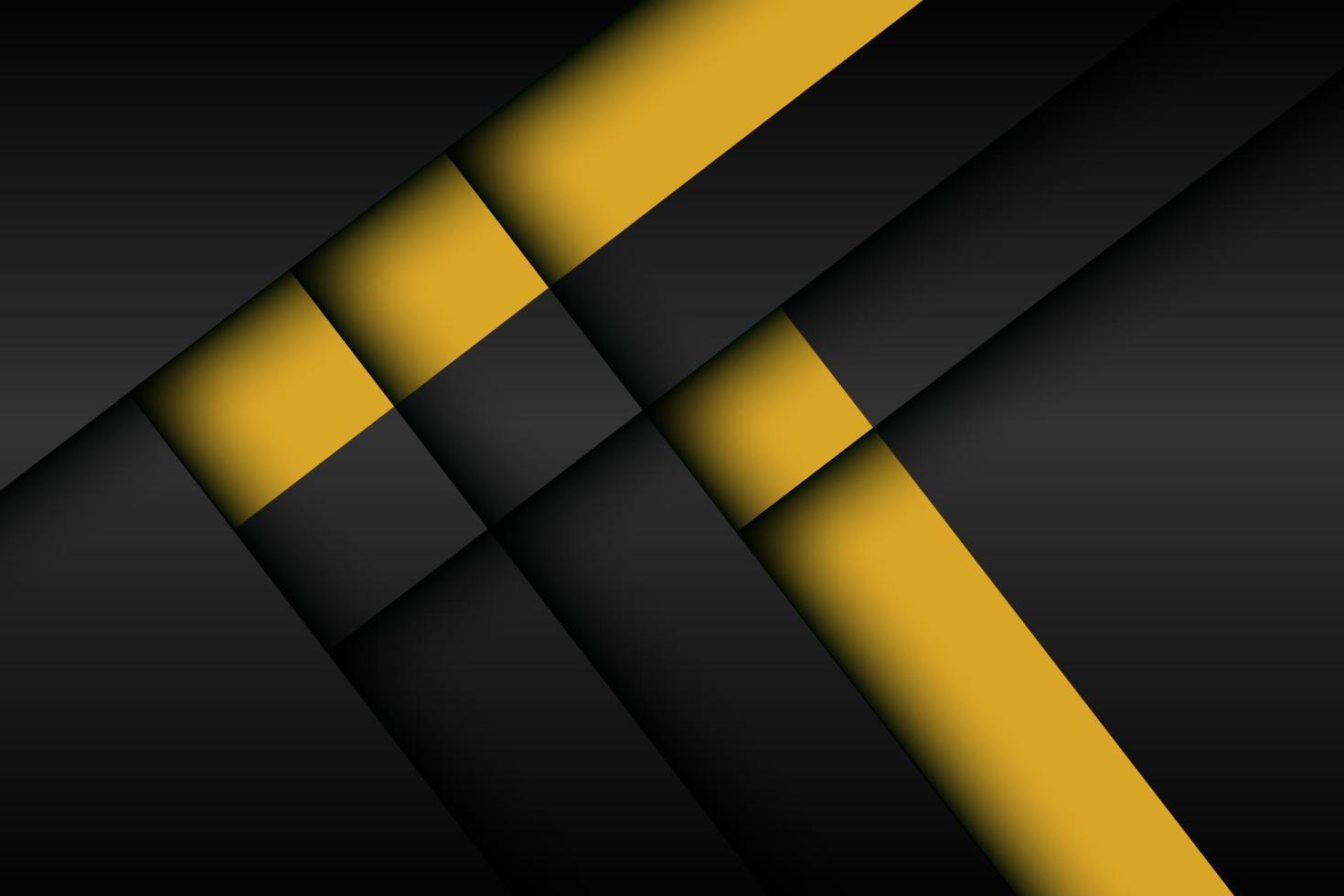 noir abstrait avec fond de couches de dimension d'ombre à rayures jaunes. vecteur eps10