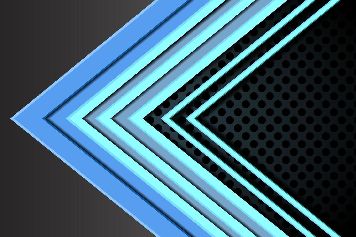 direction abstraite de la flèche grise bleue avec un espace vide sur l'illustration vectorielle de fond futuriste moderne de conception de maille de cercle gris foncé. vecteur
