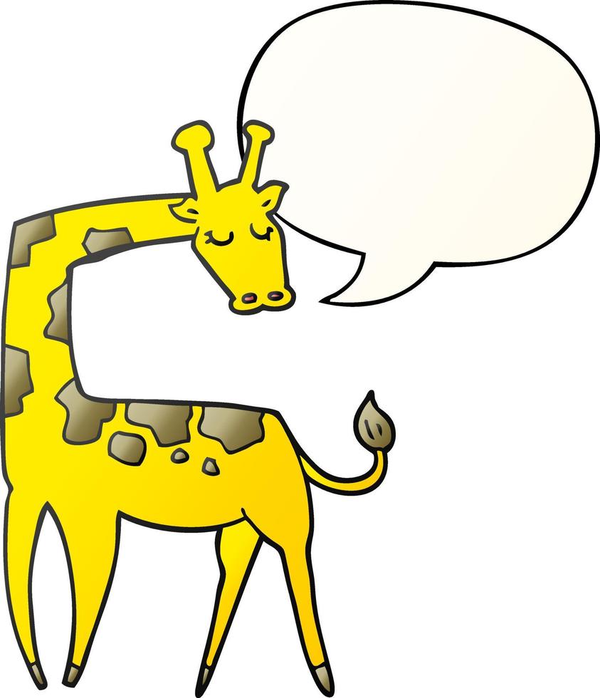 dessin animé girafe et bulle de dialogue dans un style dégradé lisse vecteur