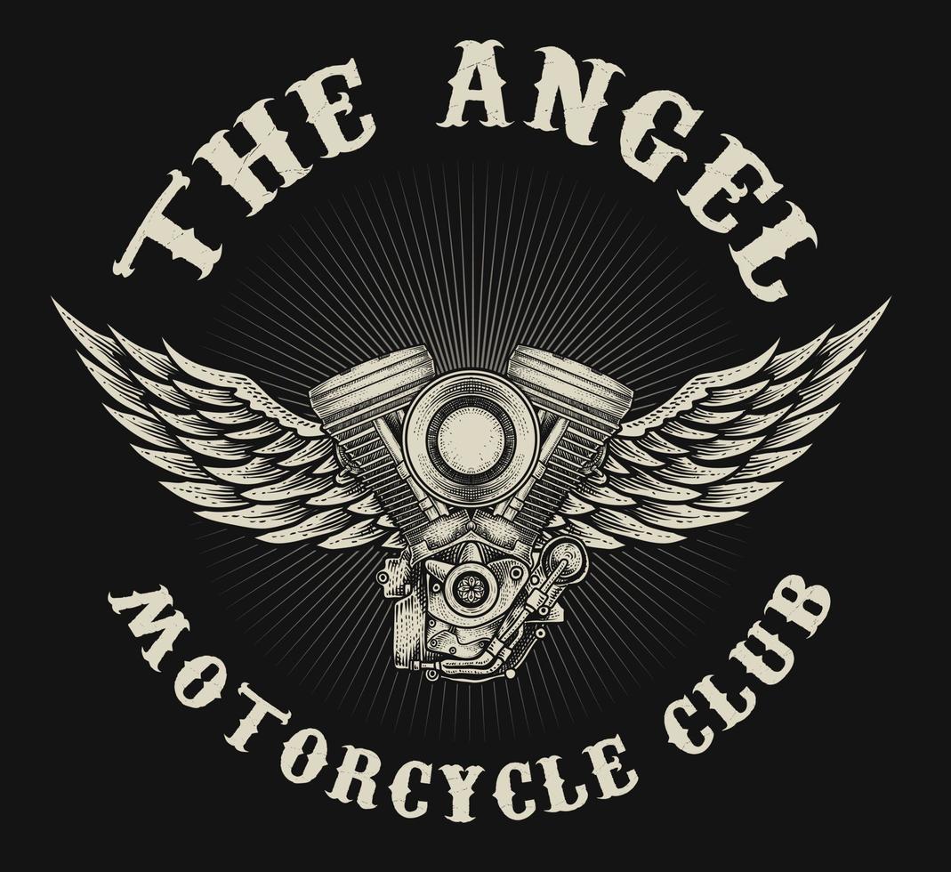 logo d'illustration de club de moto vintage vecteur