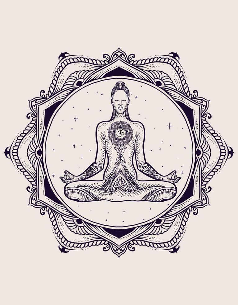illustration yoga pose femme sur fond blanc vecteur