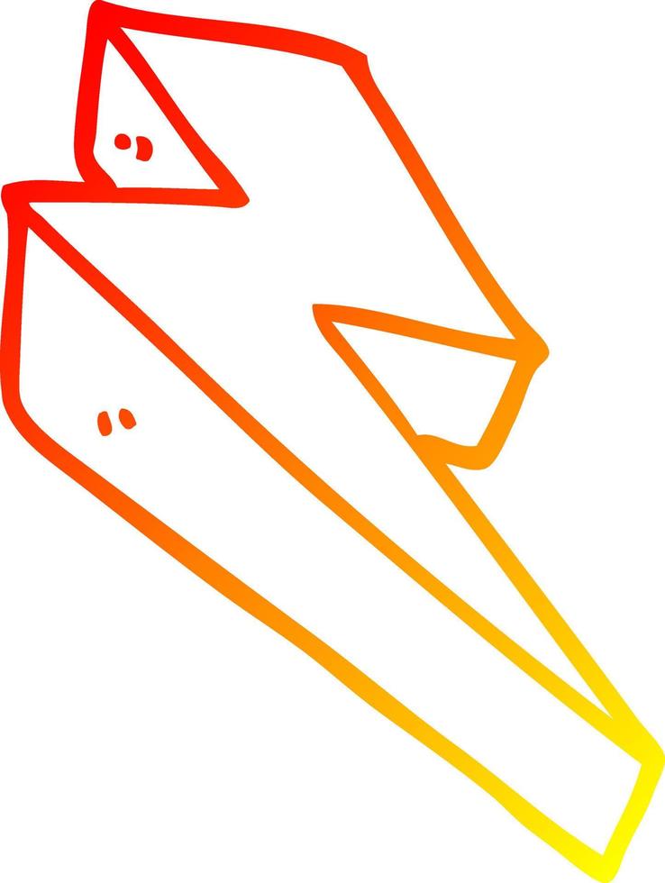 ligne de gradient chaud dessinant un boulon de feu de dessin animé vecteur