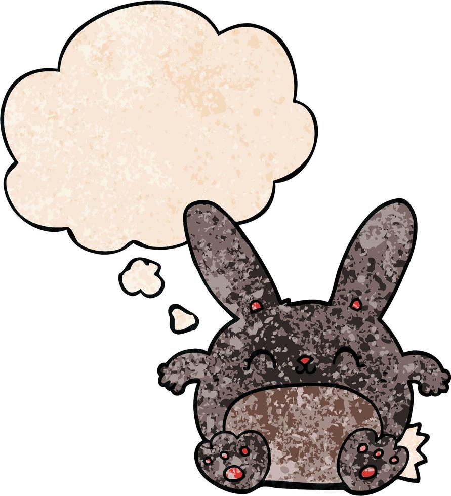 lapin de dessin animé et bulle de pensée dans le style de motif de texture grunge vecteur