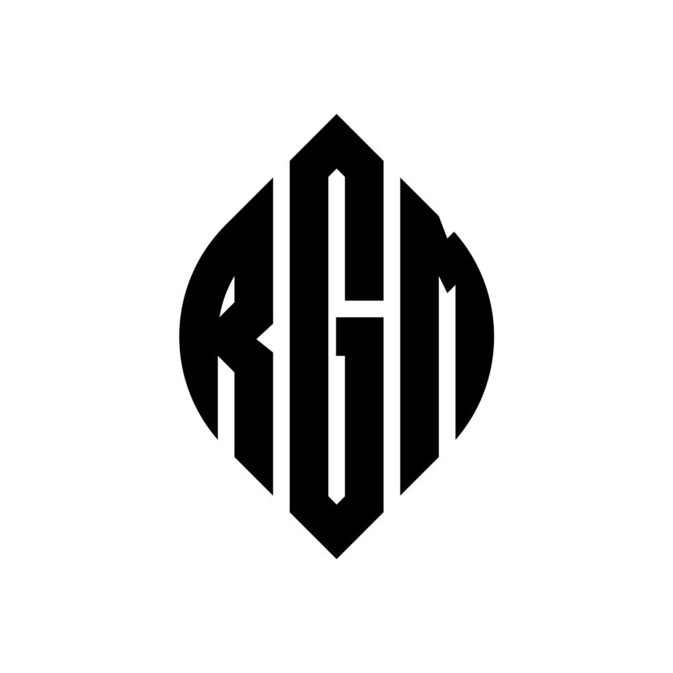 création de logo de lettre de cercle rgm avec forme de cercle et d'ellipse. lettres ellipse rgm avec style typographique. les trois initiales forment un logo circulaire. rgm cercle emblème abstrait monogramme lettre marque vecteur. vecteur