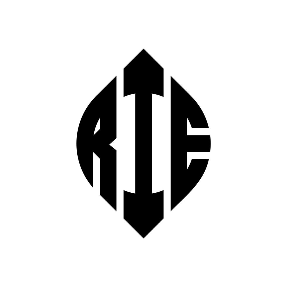 création de logo de lettre de cercle de rie avec la forme de cercle et d'ellipse. rie lettres ellipse avec style typographique. les trois initiales forment un logo circulaire. rie cercle emblème abstrait monogramme lettre marque vecteur. vecteur