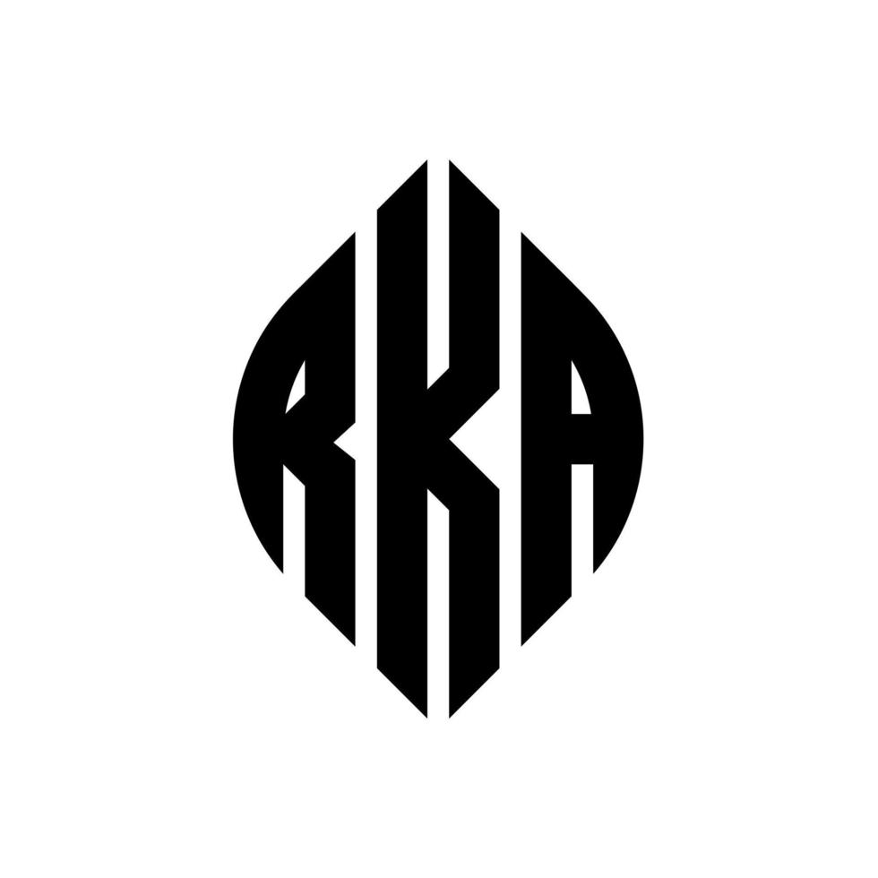 création de logo de lettre de cercle rka avec forme de cercle et d'ellipse. lettres ellipse rka avec style typographique. les trois initiales forment un logo circulaire. rka cercle emblème abstrait monogramme lettre marque vecteur. vecteur