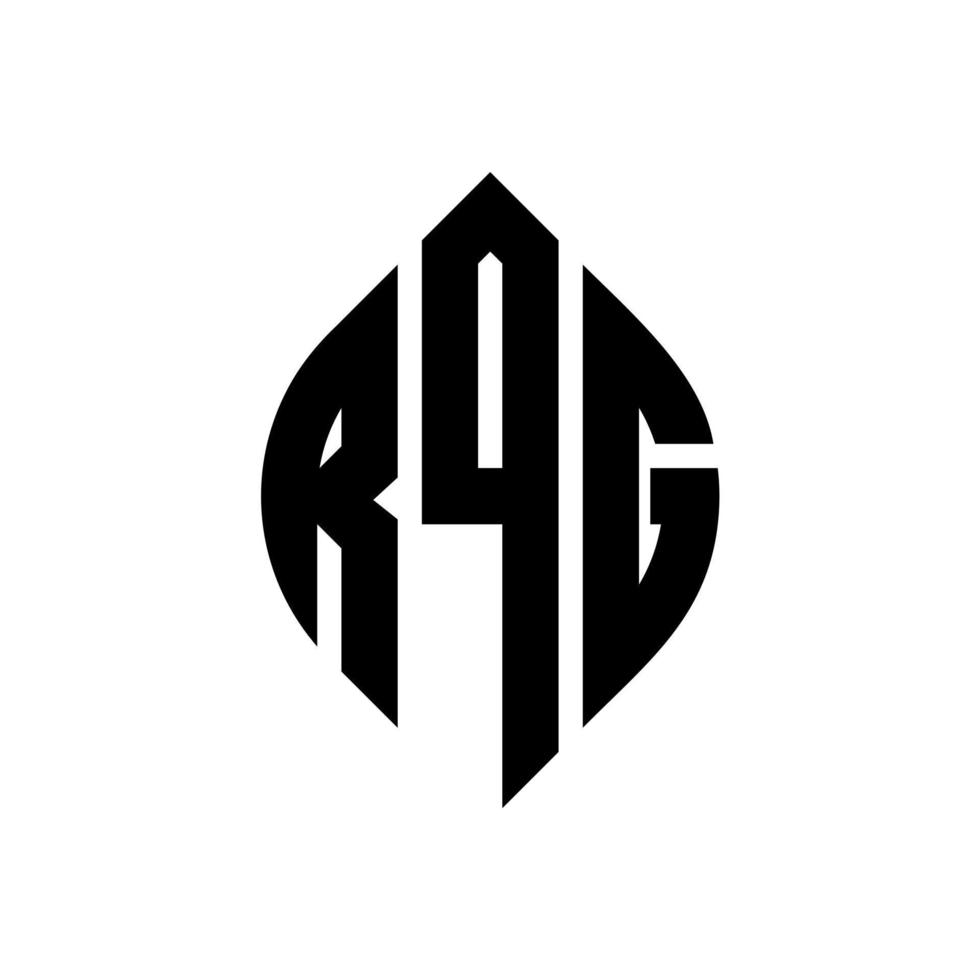 création de logo de lettre de cercle rqg avec forme de cercle et d'ellipse. lettres ellipse rqg avec style typographique. les trois initiales forment un logo circulaire. rqg cercle emblème abstrait monogramme lettre marque vecteur. vecteur