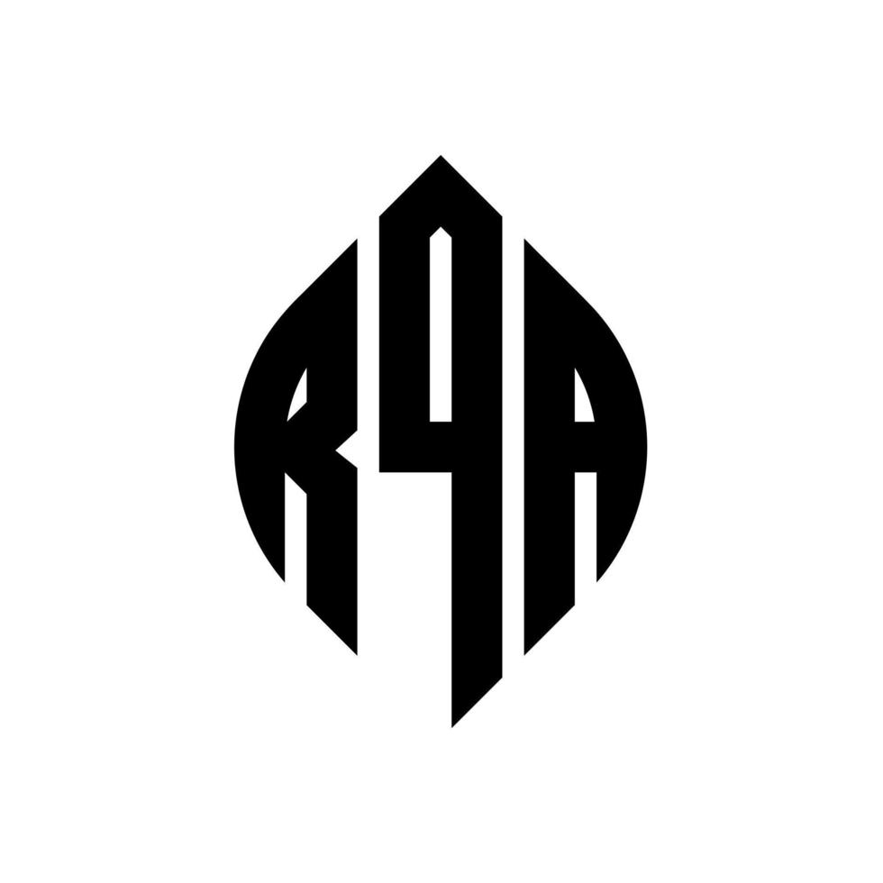 création de logo de lettre de cercle rqa avec forme de cercle et d'ellipse. lettres d'ellipse rqa avec style typographique. les trois initiales forment un logo circulaire. rqa cercle emblème abstrait monogramme lettre marque vecteur. vecteur