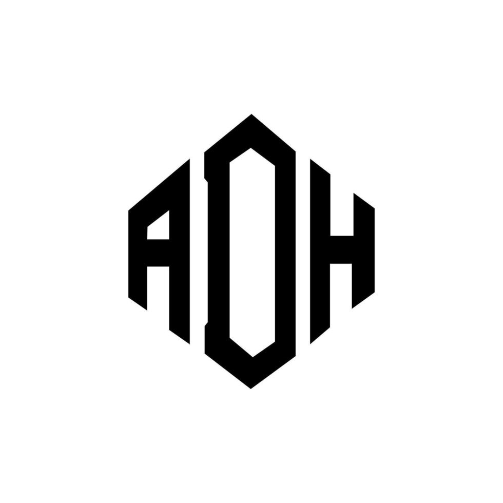 création de logo de lettre adh avec forme de polygone. création de logo en forme de polygone et de cube adh. modèle de logo vectoriel hexagone adh couleurs blanches et noires. monogramme adh, logo d'entreprise et immobilier.