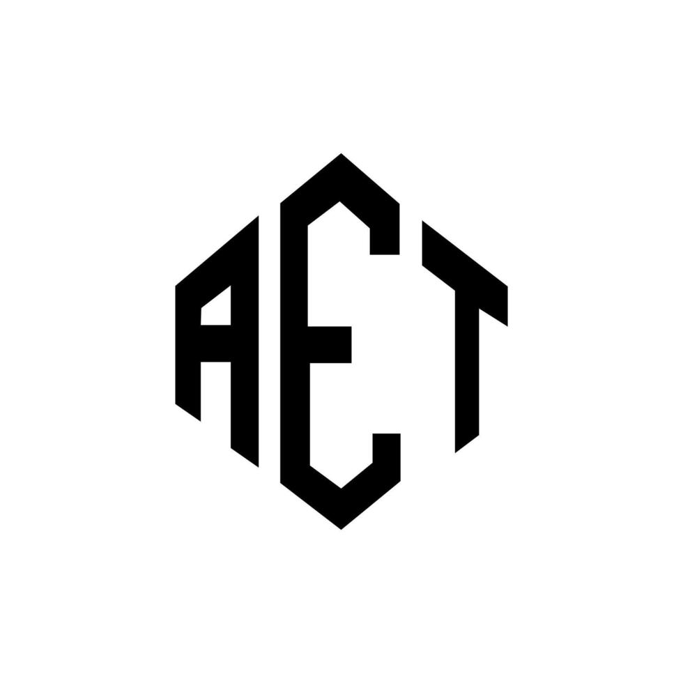 création de logo de lettre aet avec forme de polygone. aet création de logo en forme de polygone et de cube. modèle de logo vectoriel aet hexagone couleurs blanches et noires. monogramme aet, logo d'entreprise et immobilier.