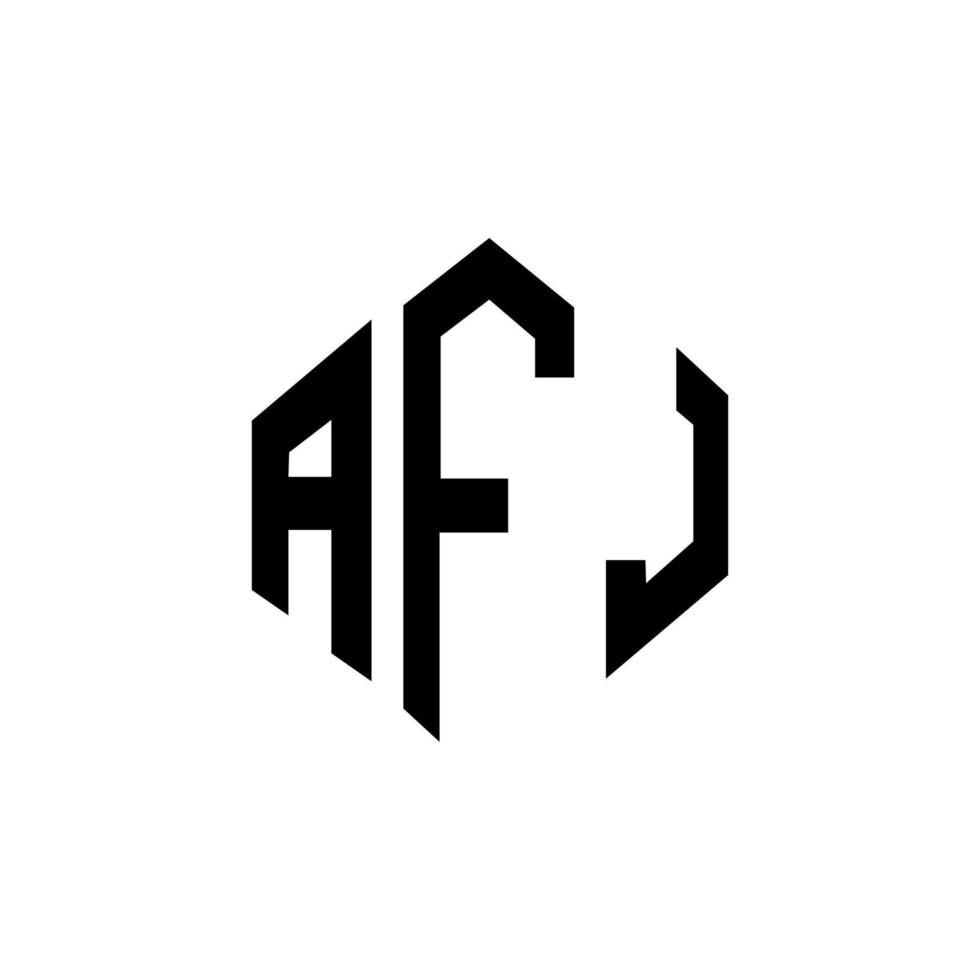 création de logo de lettre afj avec forme de polygone. création de logo en forme de polygone et de cube afj. modèle de logo vectoriel afj hexagone couleurs blanches et noires. monogramme afj, logo d'entreprise et immobilier.