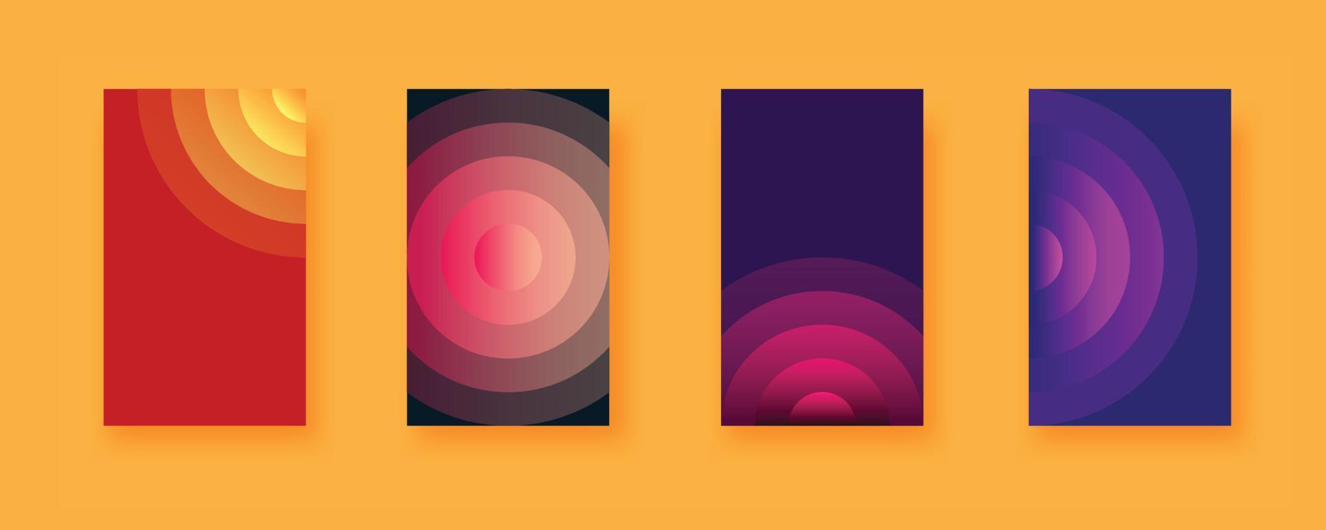 ensemble de fond vectoriel abstrait de cercles avec des formes en spirale et des dégradés de couleurs. collection de lignes rondes empilées pour une couverture au design futuriste minimaliste.