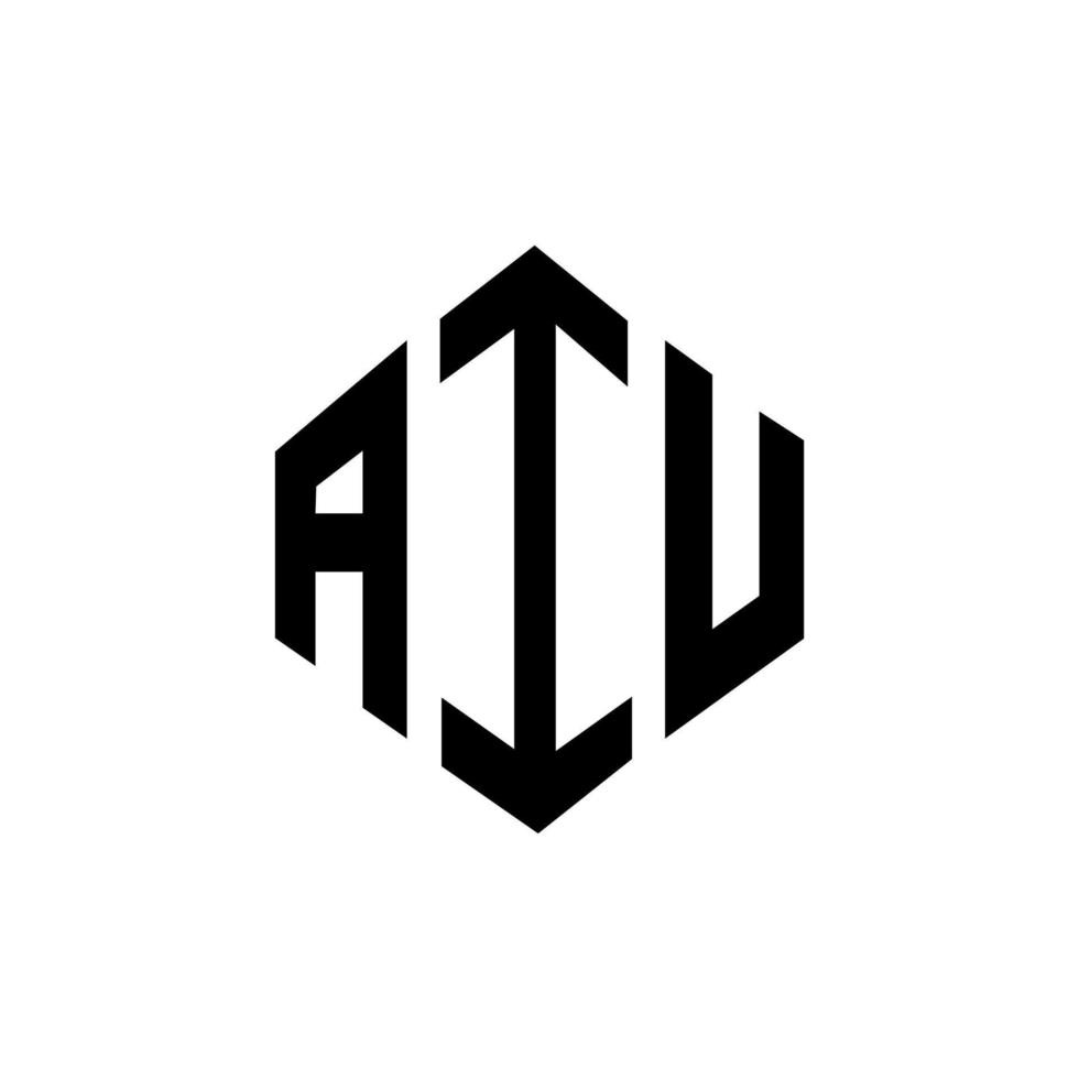 création de logo de lettre aiu avec forme de polygone. création de logo en forme de polygone et de cube aiu. modèle de logo vectoriel aiu hexagone couleurs blanches et noires. monogramme aiu, logo d'entreprise et immobilier.