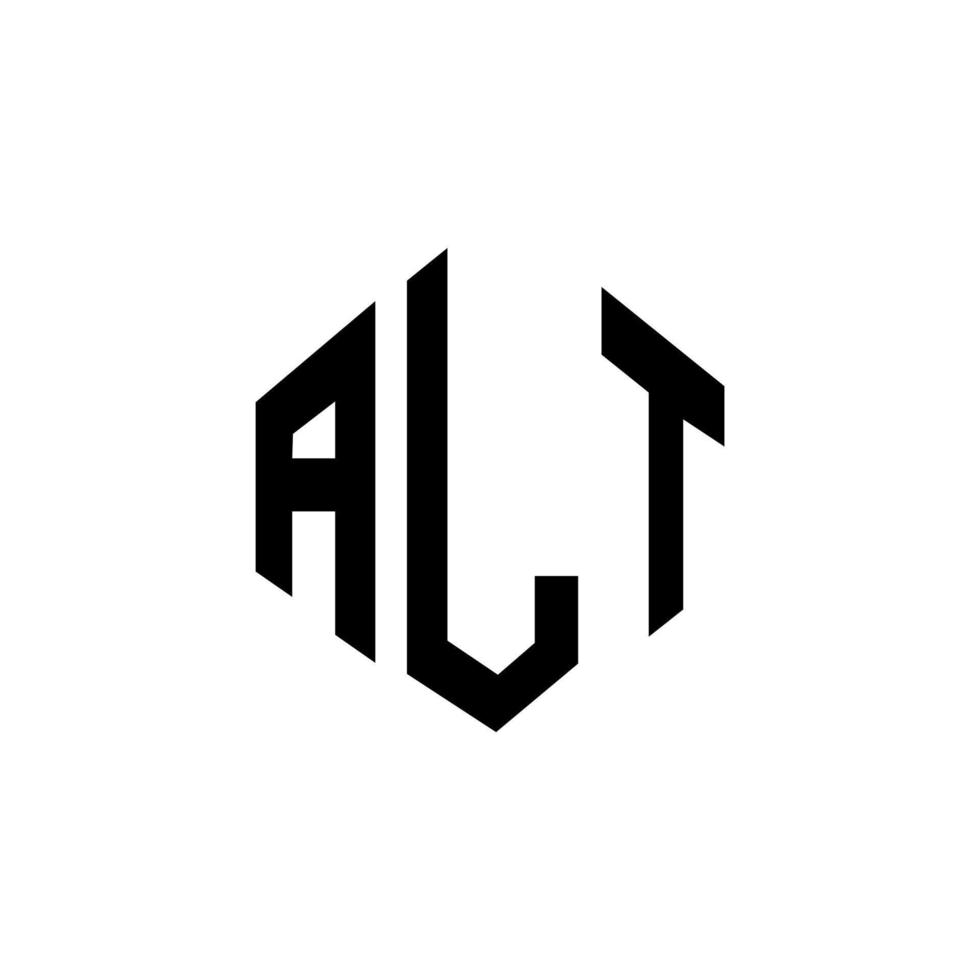 création de logo de lettre alt avec forme de polygone. création de logo en forme de polygone et de cube alt. modèle de logo vectoriel alt hexagone couleurs blanches et noires. monogramme alt, logo d'entreprise et immobilier.