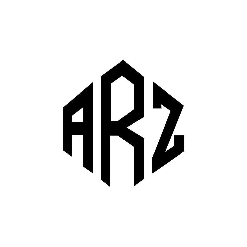 création de logo de lettre arz avec forme de polygone. création de logo en forme de polygone et de cube arz. modèle de logo vectoriel hexagone arz couleurs blanches et noires. monogramme arz, logo d'entreprise et immobilier.