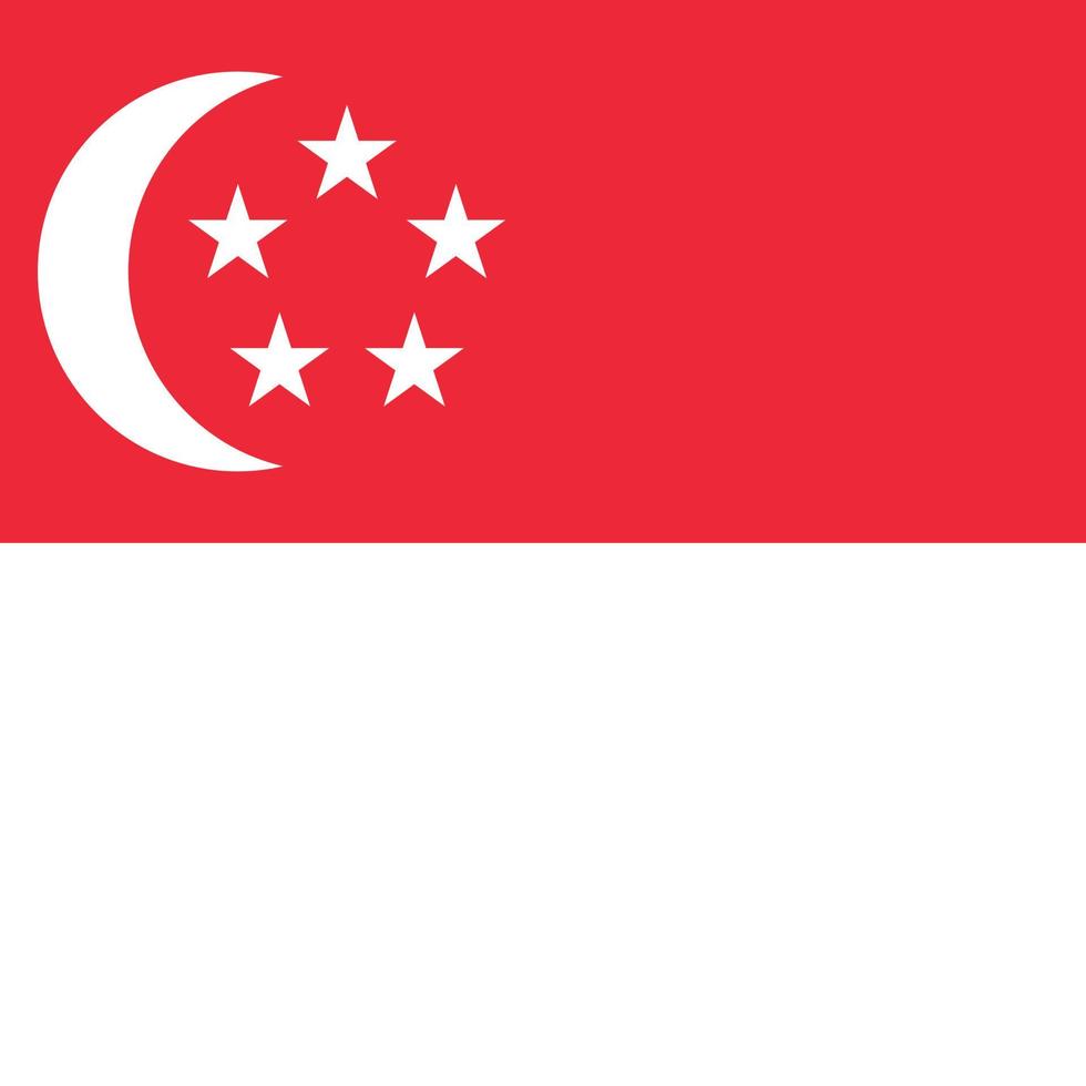 drapeau de singapour, couleurs officielles. illustration vectorielle. vecteur