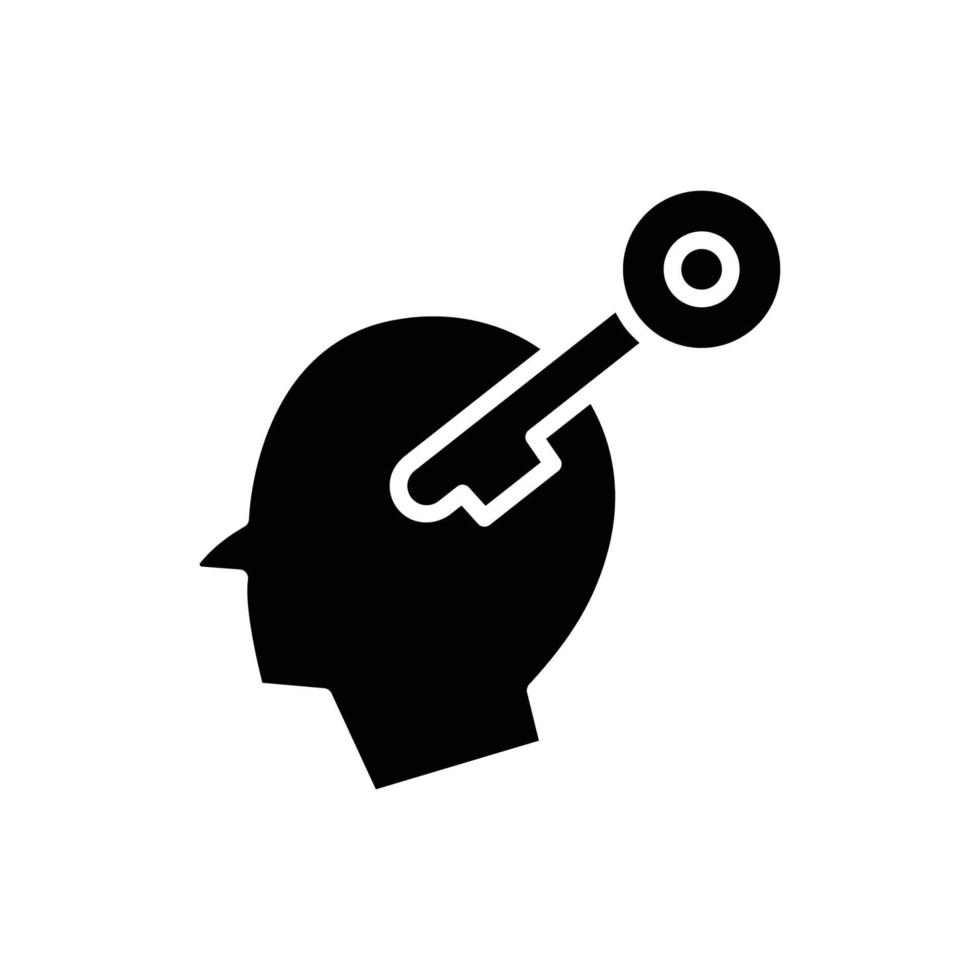 icône clé avec tête. adapté à l'icône de l'entrepreneur, aux affaires. style d'icône solide, glyphe. conception simple modifiable vecteur