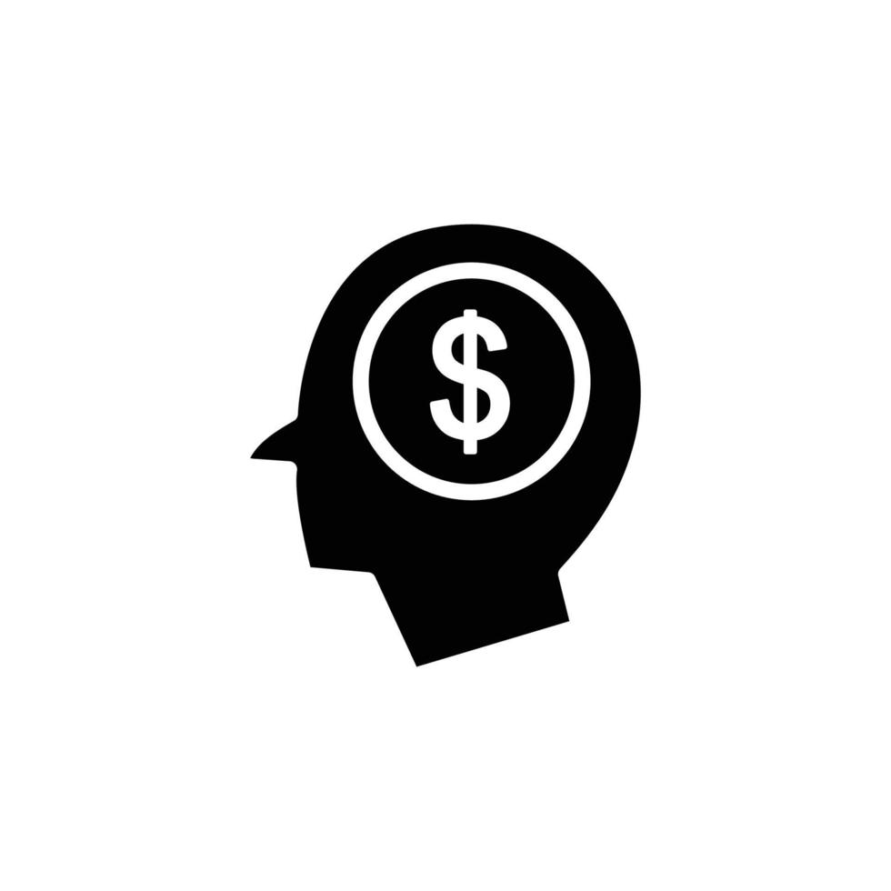 icône tête avec dollar. adapté à l'icône de l'entrepreneur, aux affaires. style d'icône solide, glyphe. conception simple modifiable vecteur