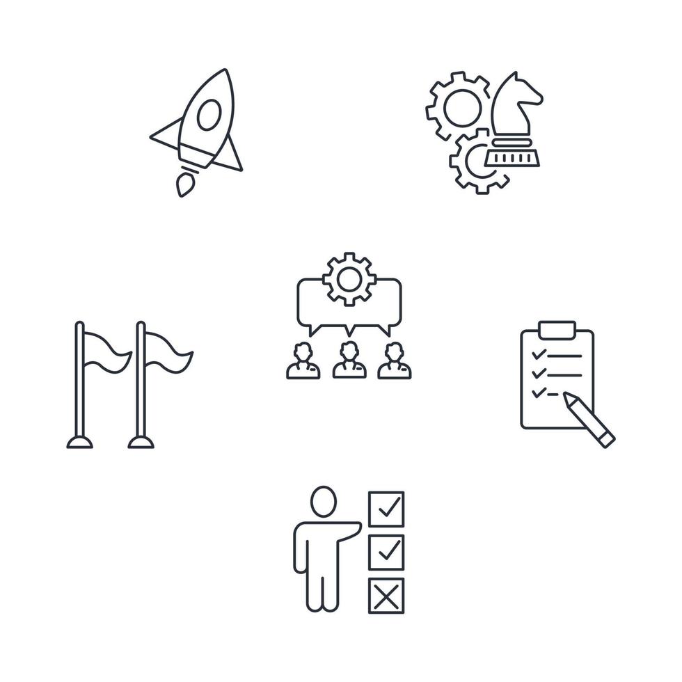 ensemble d'icônes de plan d'action. plan d'action avec des éléments de vecteur de symbole de pack pour le web infographique