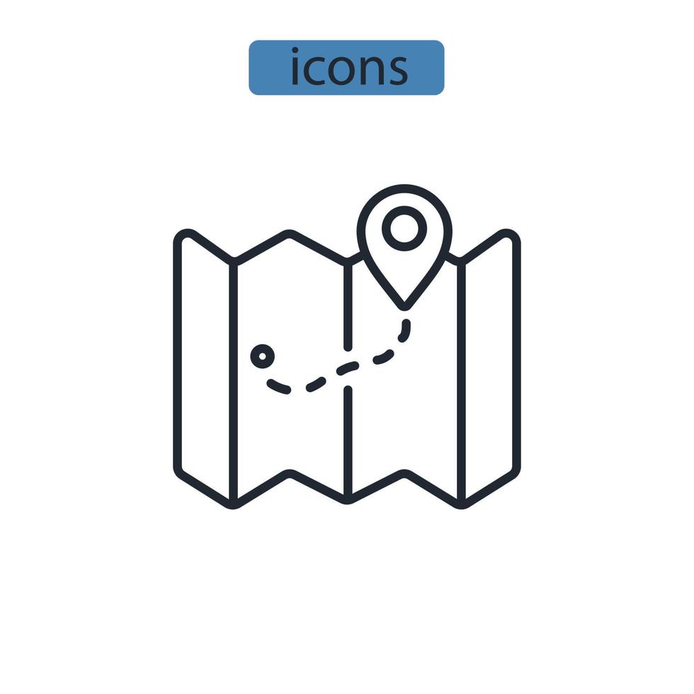 éléments de vecteur de symbole d'icônes de carte pour le web infographique