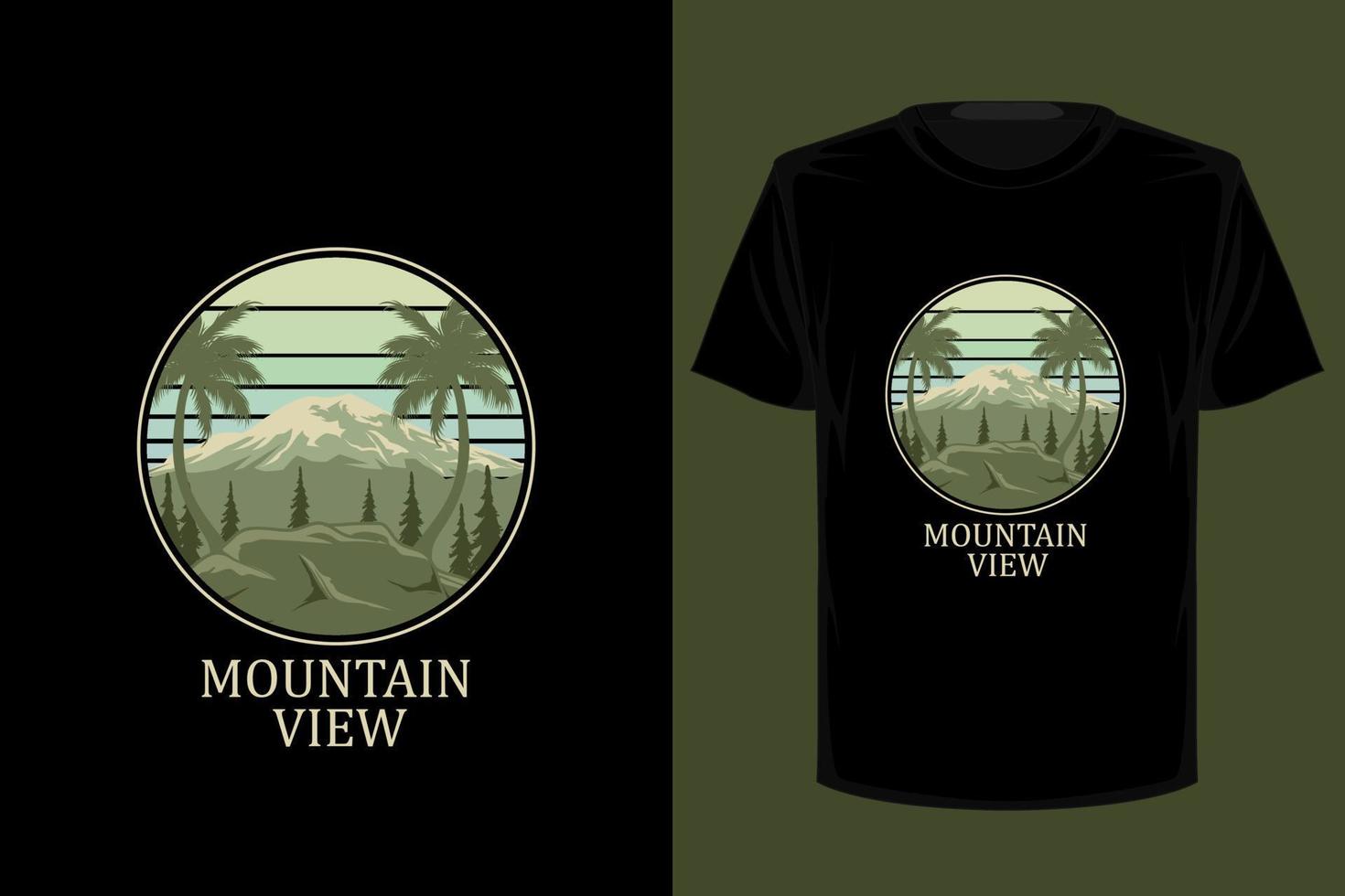 conception de t-shirt vintage rétro vue sur la montagne vecteur