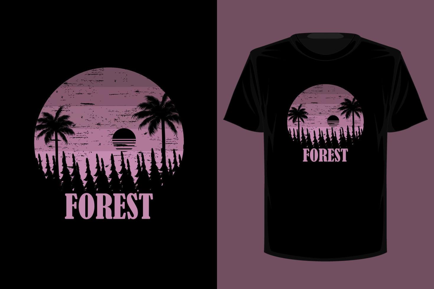conception de t-shirt vintage rétro forêt vecteur