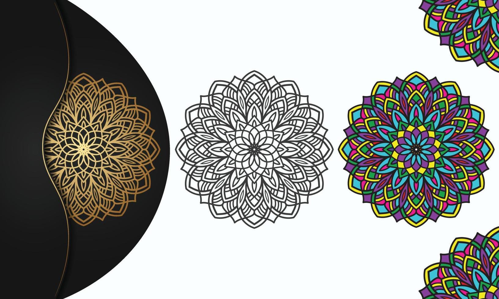 mandala coloré avec fond de luxe vecteur