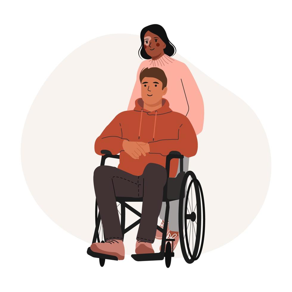 les jeunes avec des handicaps permanents et temporaires surmontant la blessure. concept de corps positif, diversité et handicap. illustrations vectorielles. vecteur