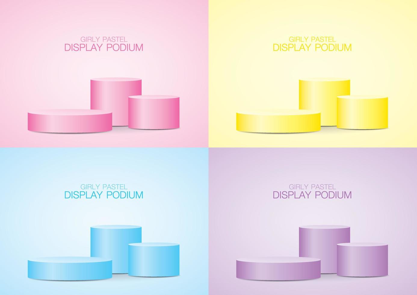 affichage de podium cercle pastel set vecteur d'illustration 3d sur fond pastel doux