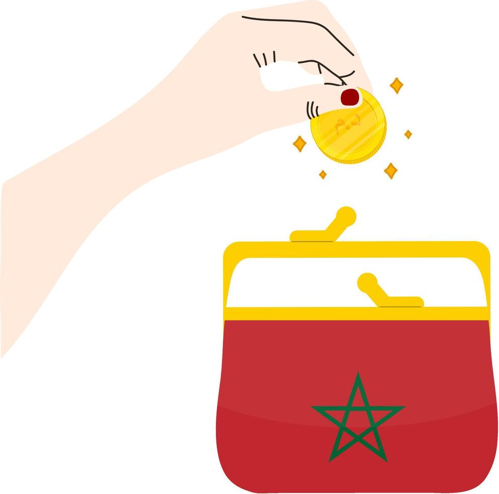 drapeau dessiné à la main de vecteur marocain, dirham marocain