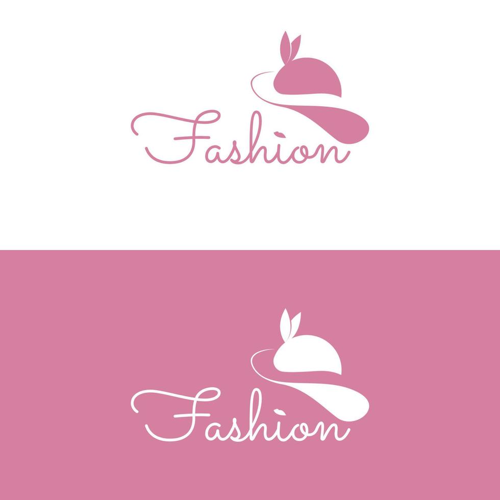 création de logo de mode avec chapellerie en couleur rose, illustration vectorielle vecteur