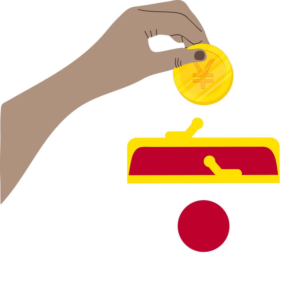 drapeau dessiné à la main vecteur japon, yen japonais