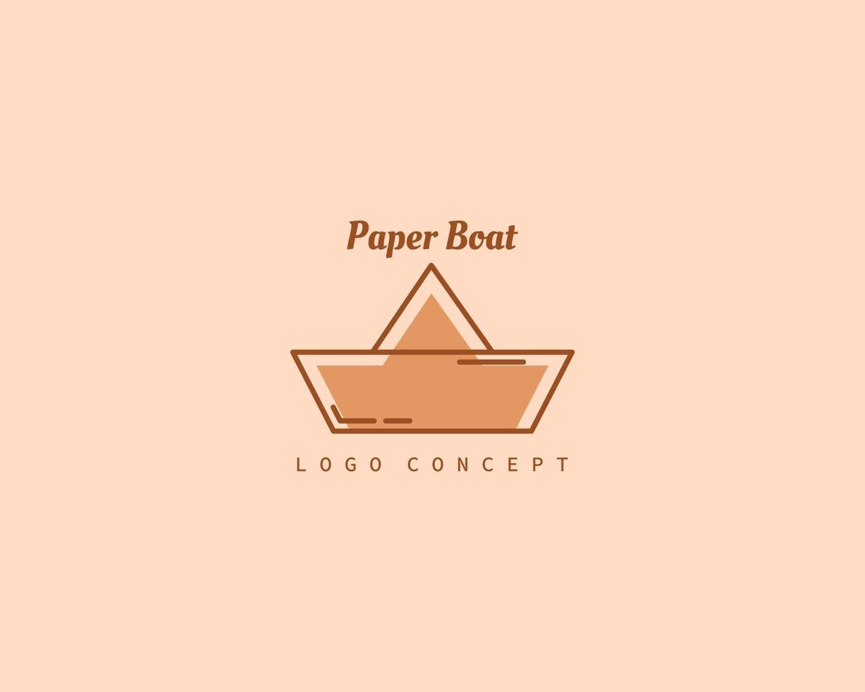 papier bateau logo concept dessin animé icône vecteur plat