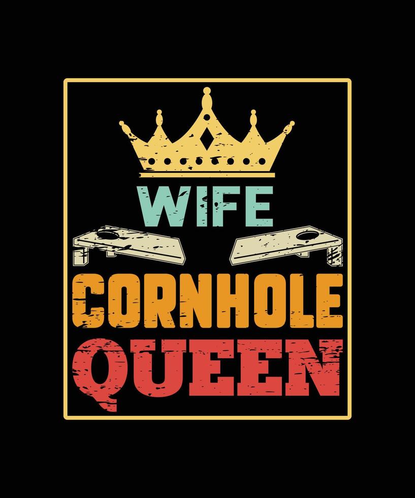 femme cornhole reine. conception de t-shirt vintage cornhole. vecteur