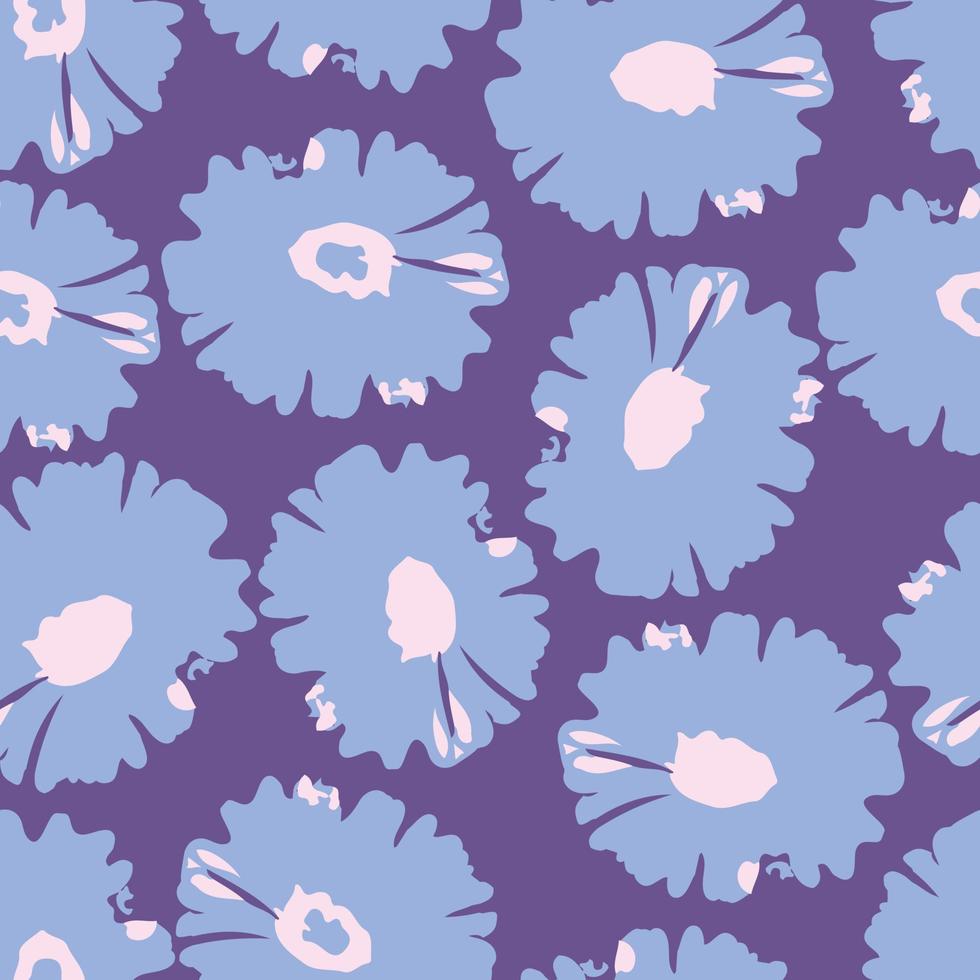 fleurs abstraites de doodle sans couture sur fond violet, carte de voeux ou tissu vecteur