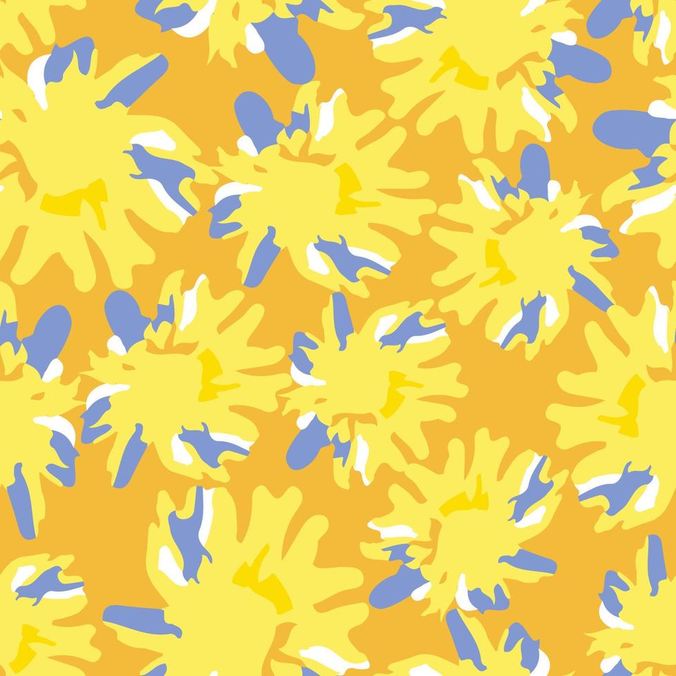 fond de motif de fleurs abstraites jaune doodle, carte de voeux ou tissu vecteur