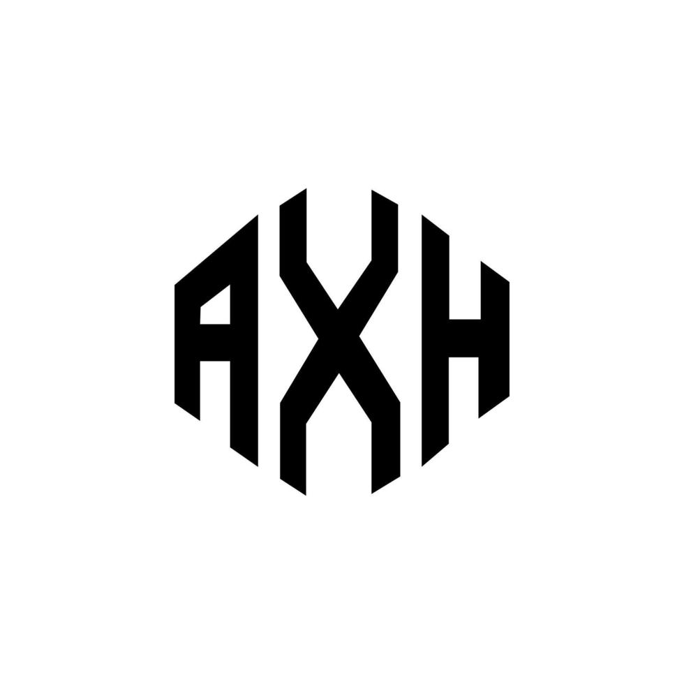 création de logo de lettre axh avec forme de polygone. création de logo en forme de polygone et de cube axh. modèle de logo vectoriel axh hexagone couleurs blanches et noires. monogramme axh, logo d'entreprise et immobilier.