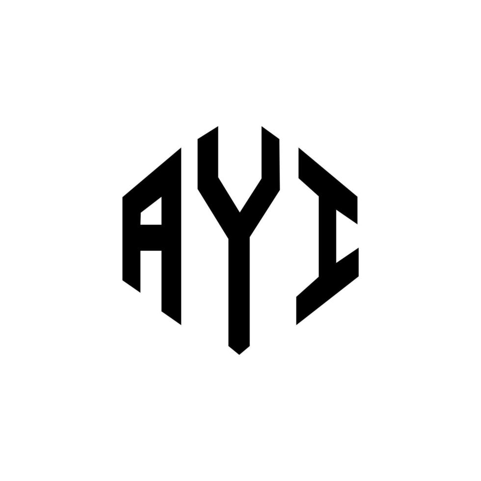 création de logo de lettre ayi avec forme de polygone. création de logo en forme de polygone et de cube ayi. modèle de logo vectoriel ayi hexagone couleurs blanches et noires. monogramme ayi, logo d'entreprise et immobilier.