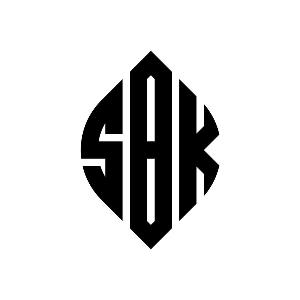 création de logo de lettre de cercle sbk avec forme de cercle et d'ellipse. lettres d'ellipse sbk avec style typographique. les trois initiales forment un logo circulaire. sbk cercle emblème abstrait monogramme lettre marque vecteur. vecteur