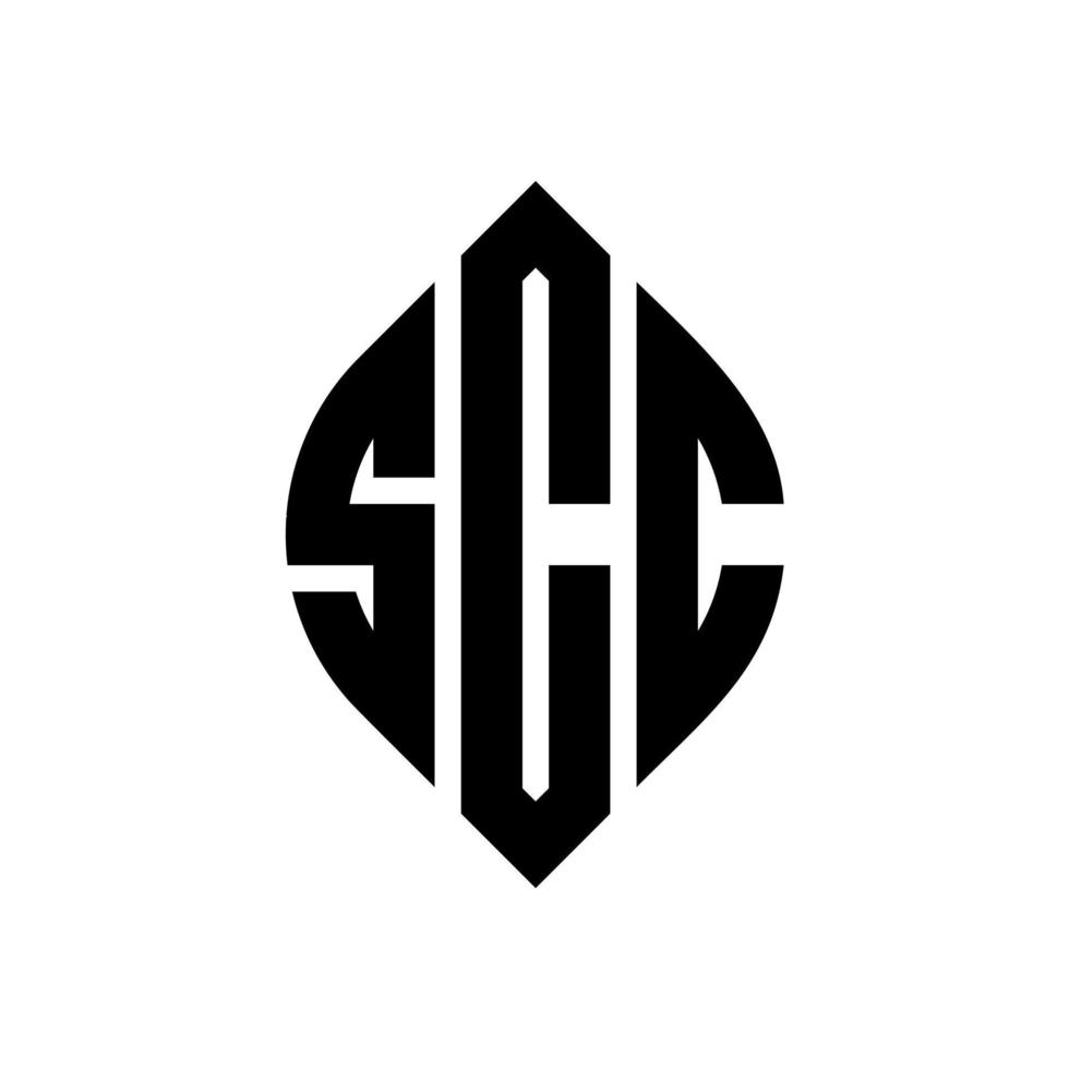 création de logo de lettre de cercle scc avec forme de cercle et d'ellipse. lettres scc ellipse avec style typographique. les trois initiales forment un logo circulaire. scc cercle emblème abstrait monogramme lettre marque vecteur. vecteur