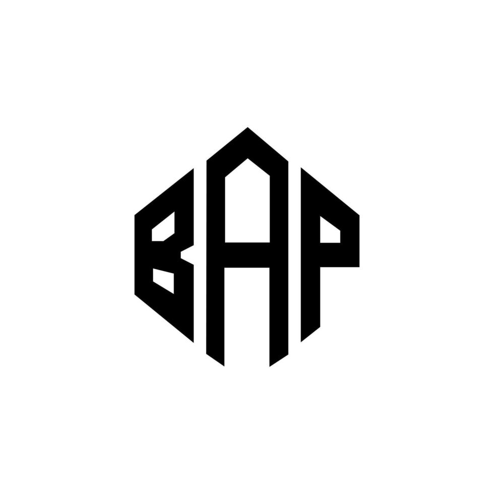 création de logo de lettre bap avec forme de polygone. création de logo en forme de polygone et de cube bap. modèle de logo vectoriel bap hexagone couleurs blanches et noires. monogramme bap, logo d'entreprise et immobilier.