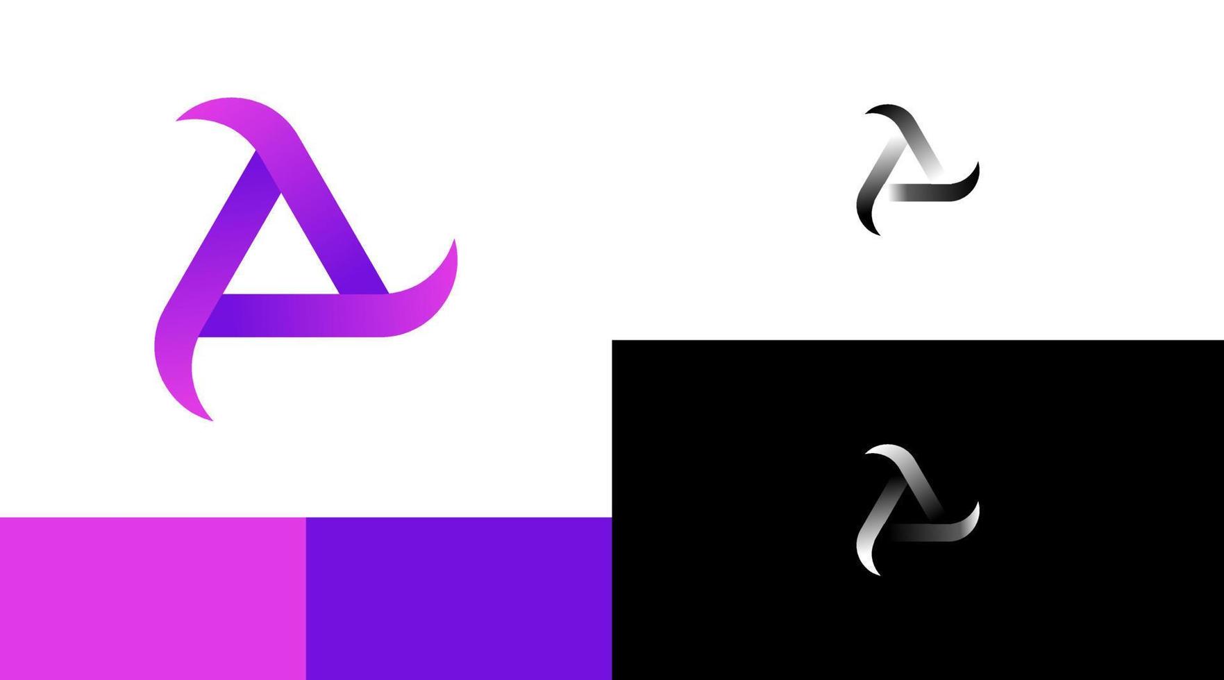 concept de conception de logo de ligne pointue de trilogie de triangle vecteur
